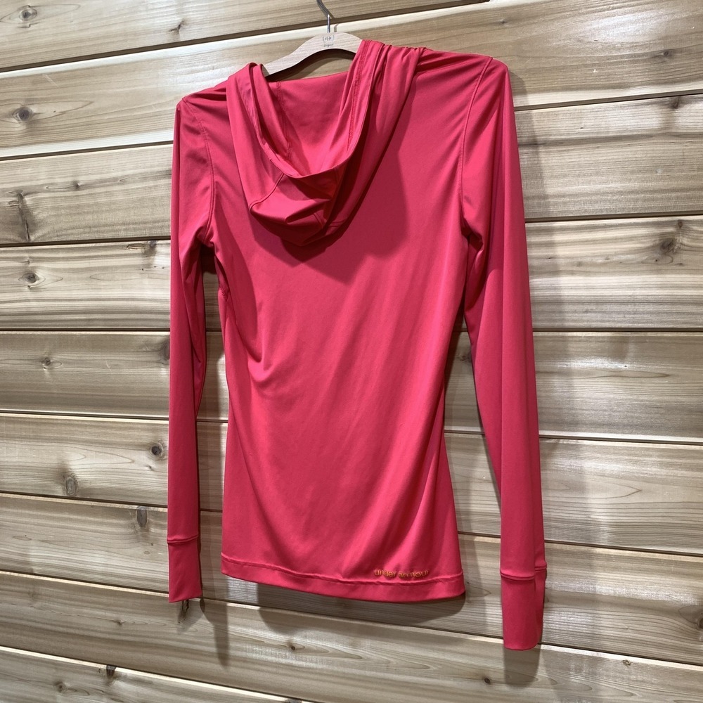 Under Armour Shirt Womens Medium HeatGear Catalyst Hooded Athletic Thumbholes - Picture 7 of 11